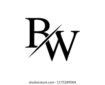 The monogram logo letter BW is sliced