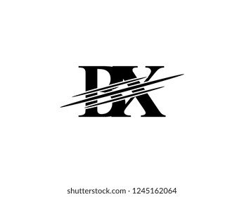 The monogram logo letter BX is sliced black