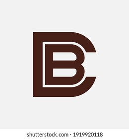 Letra monográfica C, B, CB o BC `moderna, simple, deportiva, de color marrón sobre fondo blanco