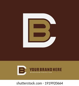Monogram logo letter C, B, CB or BC `modern, simple, sporty, white and gold color on brown background