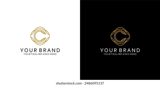 A monogram logo with the letter c by forming a dynamic curve at the corner of the monoline gives a simple impression of luxury, elegance and minimalism 