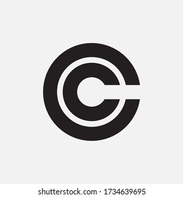 Monogram logo letter C or CC modern, simple, sporty, black color on white background