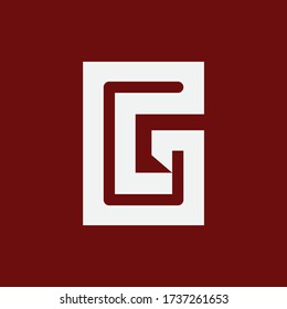 Monogram logo letter C, CC, G, GG, GC or CG modern, simple, sporty, white color on red background