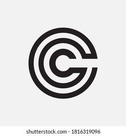 Monogram logo letter C, CC or CCC  modern, simple, sporty, black color on white background