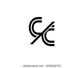 The monogram logo letter CC is sliced black