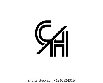 The monogram logo letter CH is sliced black