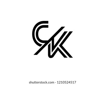 The monogram logo letter CK is sliced black