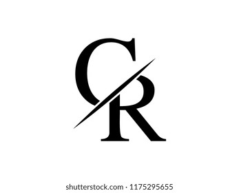 The monogram logo letter CR is sliced