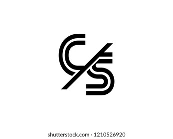 The monogram logo letter CS is sliced black