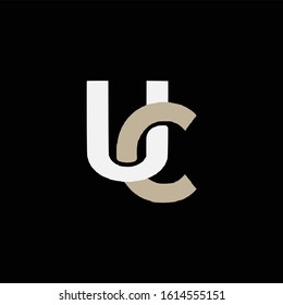 monogram logo letter CU
 or UC modern look, simple, interlock, on black background