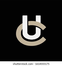 monogram logo letter CU
 or UC modern look, simple, interlock, on black background