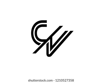 The monogram logo letter CV is sliced black