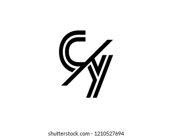 The monogram logo letter CY is sliced black