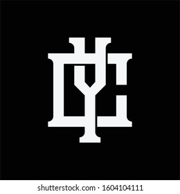 monogram logo letter CY or YC vintage, serif font, and old school on black background