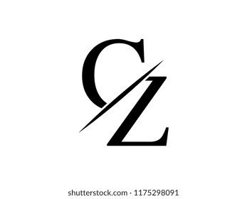 The monogram logo letter CZ is sliced