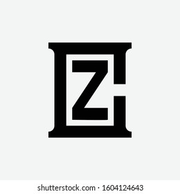 monogram logo letter CZ or ZC vintage, sport, and old school on white background