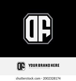 Monogramm-Logo-Buchstaben D, F, DF oder FD, modern, einfach, sportlich, weiß und grau auf schwarzem Hintergrund