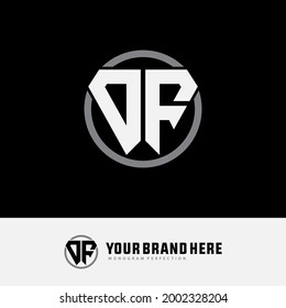 Monogramm-Logo-Buchstaben D, F, DF oder FD, modern, einfach, sportlich, weiß und grau auf schwarzem Hintergrund