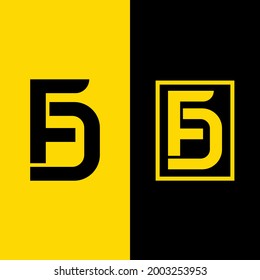 Letra monográfica D, F, DF o FD de color moderno, sencillo, deportivo, negro y amarillo 