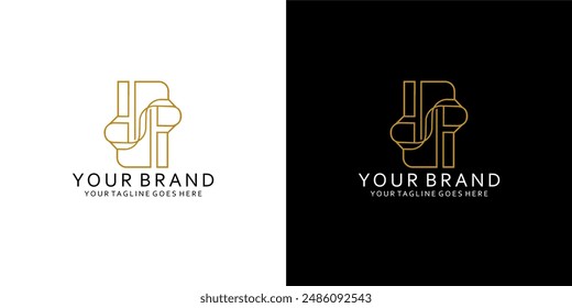 A monogram logo with the letter d p by forming corner ornaments of objects stacked in the corners of the monoline gives a simple impression of luxury, elegance and minimalism 