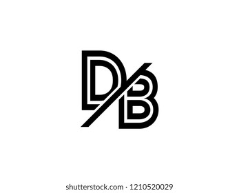 The monogram logo letter DB is sliced black