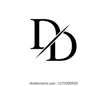 The monogram logo letter DD  is sliced