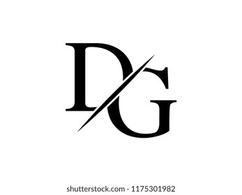 The monogram logo letter DG is sliced