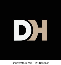 monogram logo letter DH or HD modern, minimalist, sporty, on black background