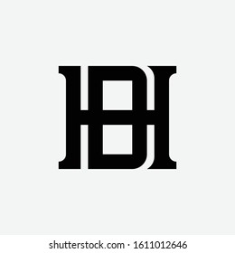 monogram logo letter DH or HD vintage, minimalist, interlock, on white background
