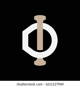 monogram logo letter DI or ID vintage look, sporty, interlock, on black background
