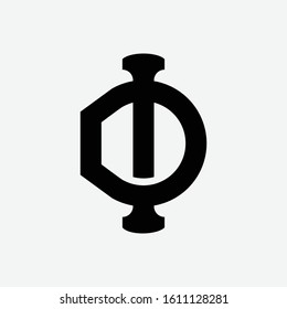 monogram logo letter DI or ID vintage look, sporty, interlock, on white background