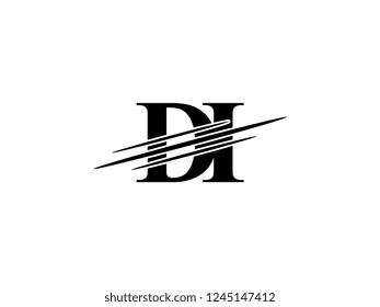 The monogram logo letter DI is sliced black