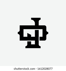 monogram logo letter DJ or JD vintage look, simple, interlock, on white background