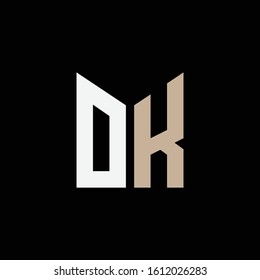 monogram logo letter DK or KD modern look, simple, minimalist, on black background