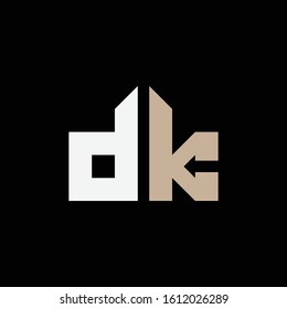 monogram logo letter DK or KD modern look, simple, minimalist, on black background