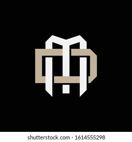 monogram logo letter DM or MD vintage look, simple, interlock, on black background