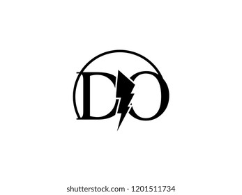 The monogram logo letter DO is split by lightning