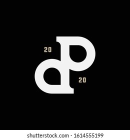 monogram logo letter DP or PD vintage look, simple, interlock, on black background