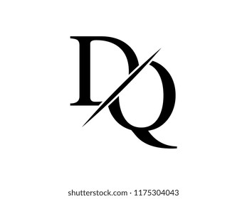 The monogram logo letter DQ is sliced