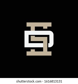 monogram logo letter DS or SD sporty, simple, strong, on black  background