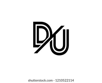 The monogram logo letter DU is sliced black
