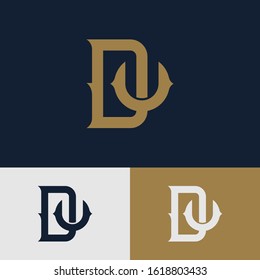 monogram logo letter DU or UD vintage, sporty, minimalist, interlock