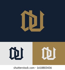 monogram logo letter DU or UD vintage, sporty, minimalist, interlock