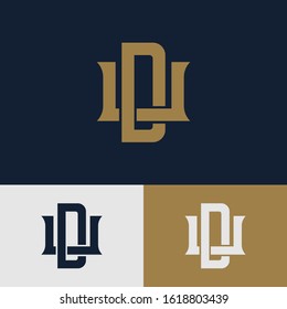 monogram logo letter DU or UD vintage, sporty, minimalist, interlock