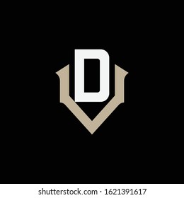 monogram logo letter DV or VD vintage look, sporty, minimalist, interlock, on black background