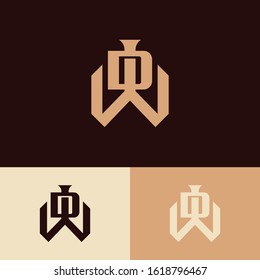 monogram logo letter DW or WD vintage look, sporty, simple, interlock