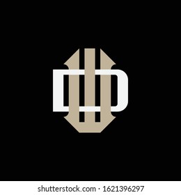 monogram logo letter DW or WD vintage, sporty, interlock on black background