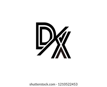 The monogram logo letter DX is sliced black