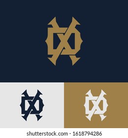 monogram logo letter DX or XD vintage, sporty, simple, interlock