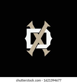 monogram logo letter DX or XD vintage look, sporty, minimalist, interlock, on black background